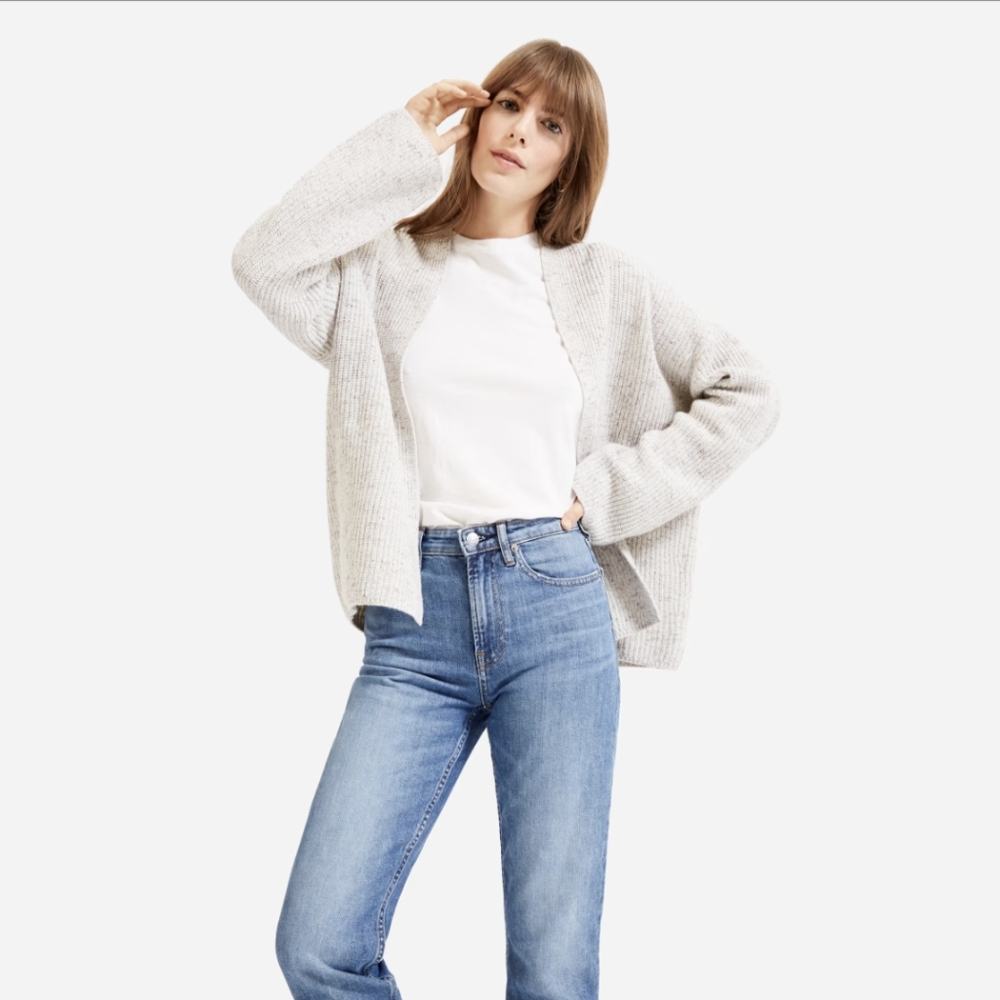 Everlane Twisted Merino Wool Cardigan XS Oat